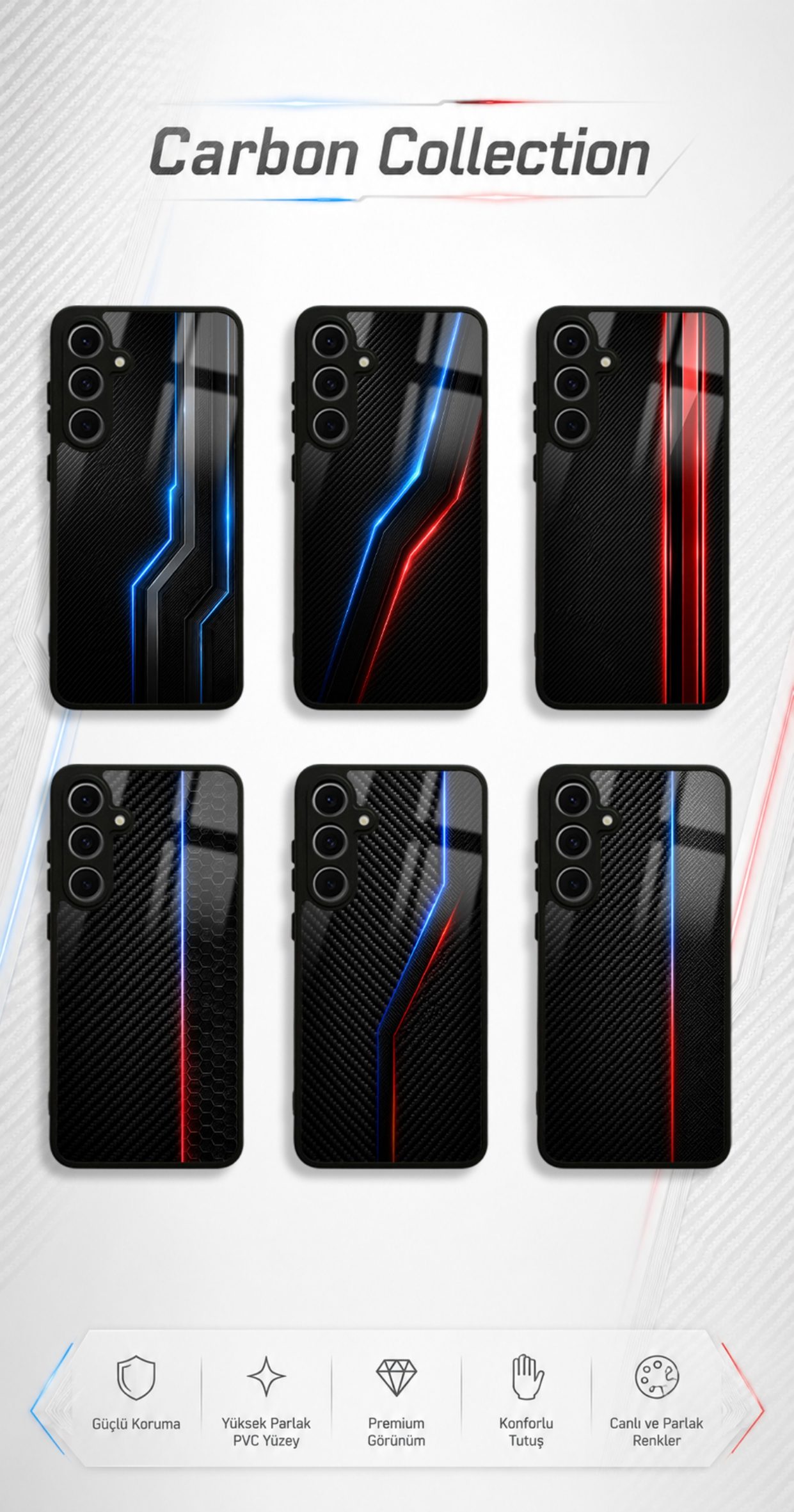 Carbon koleksiyonundaki telefon kılıfı tasarımları