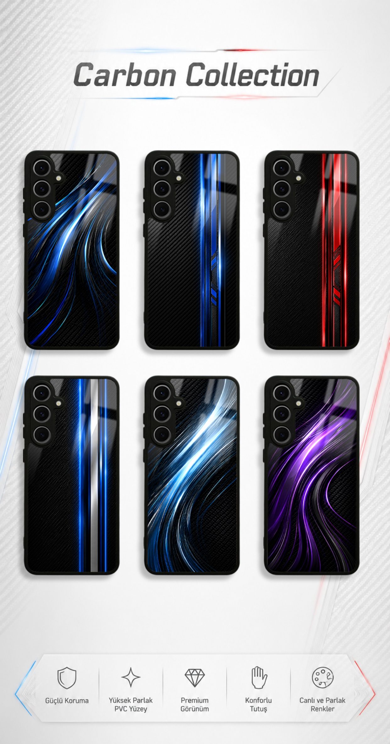 Carbon koleksiyonundaki telefon kılıfı tasarımları