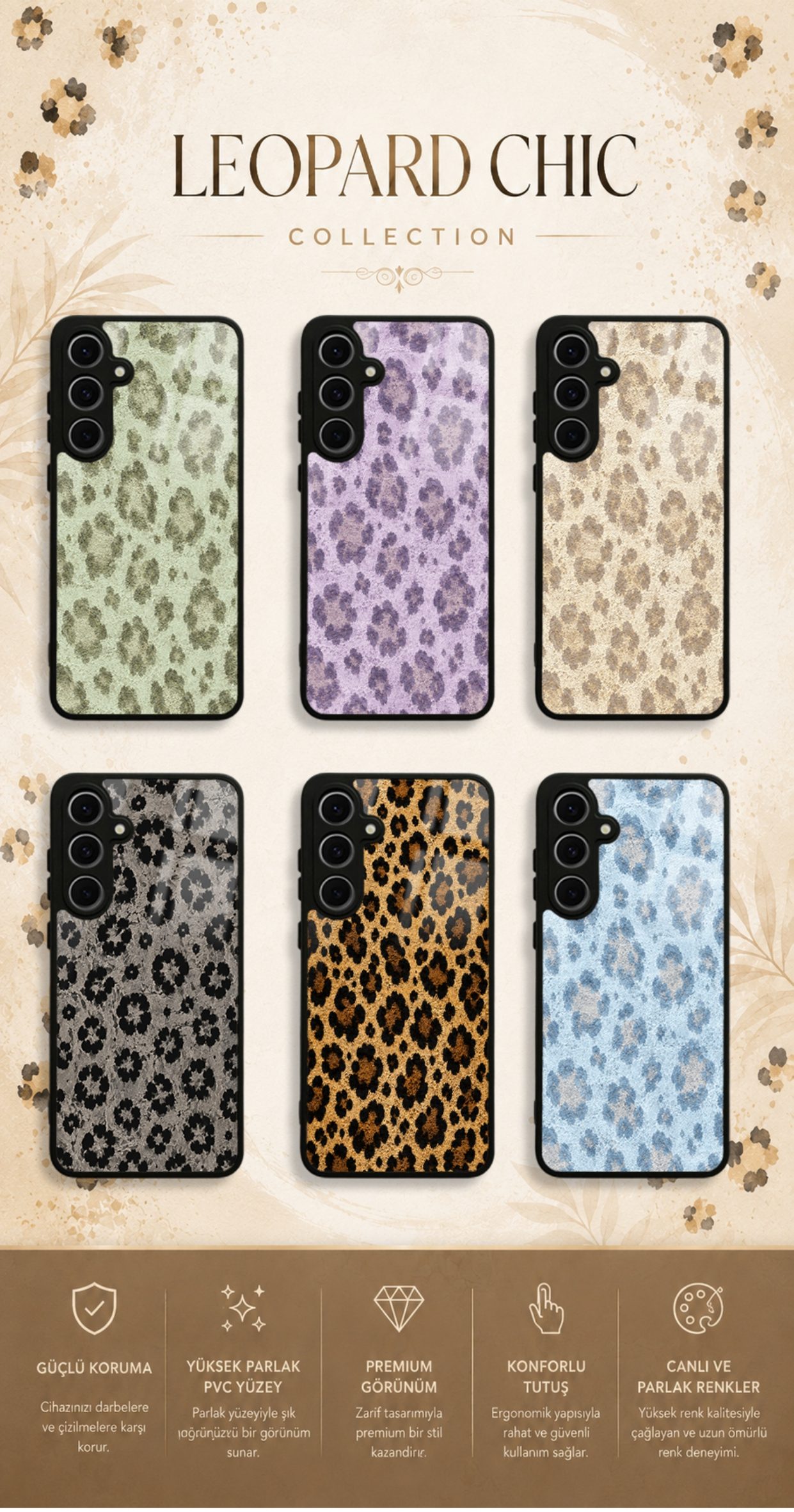 Leopard Chic koleksiyonundaki telefon kılıfı tasarımları