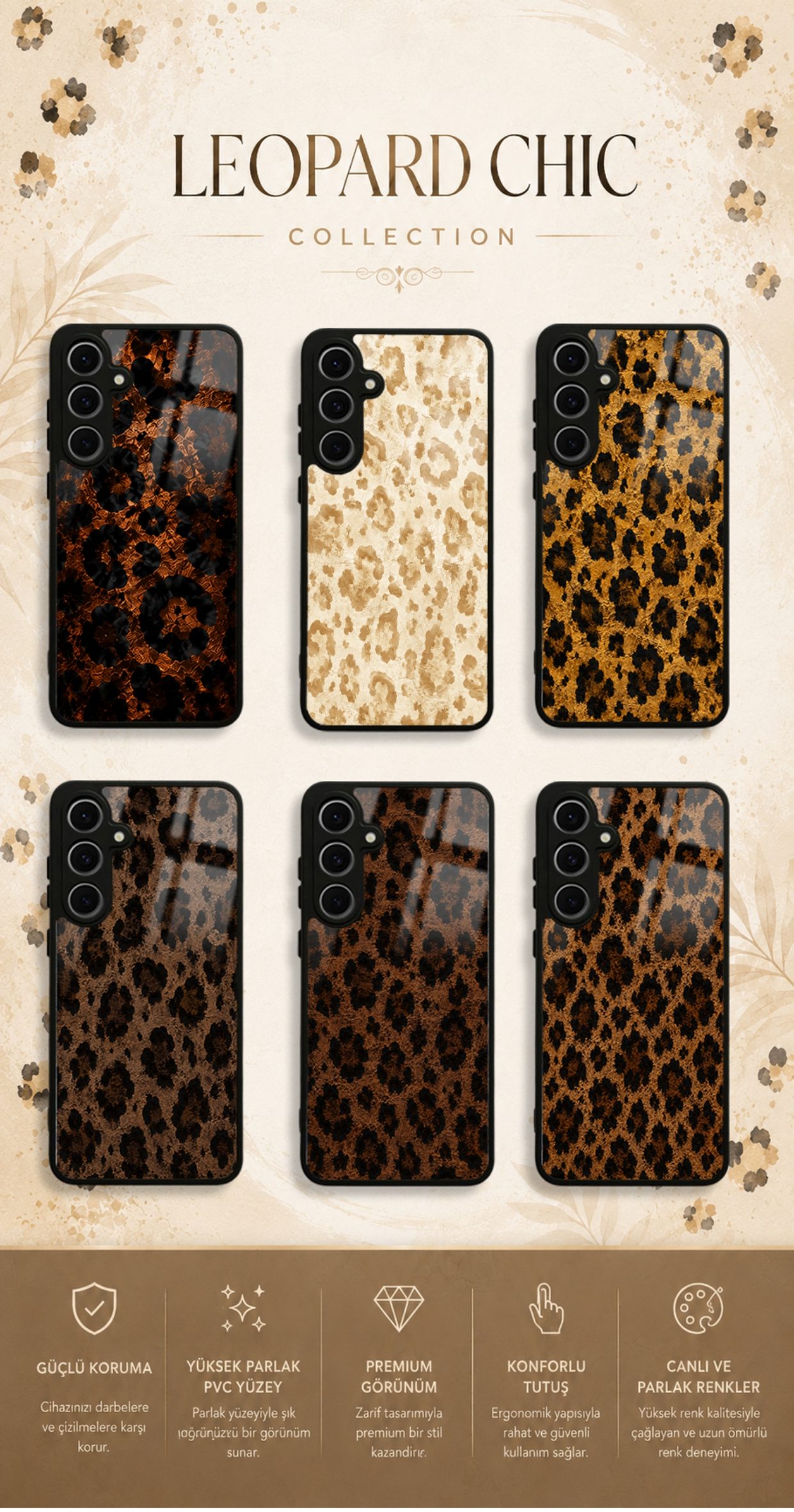 Leopard Chic koleksiyonundaki telefon kılıfı tasarımları
