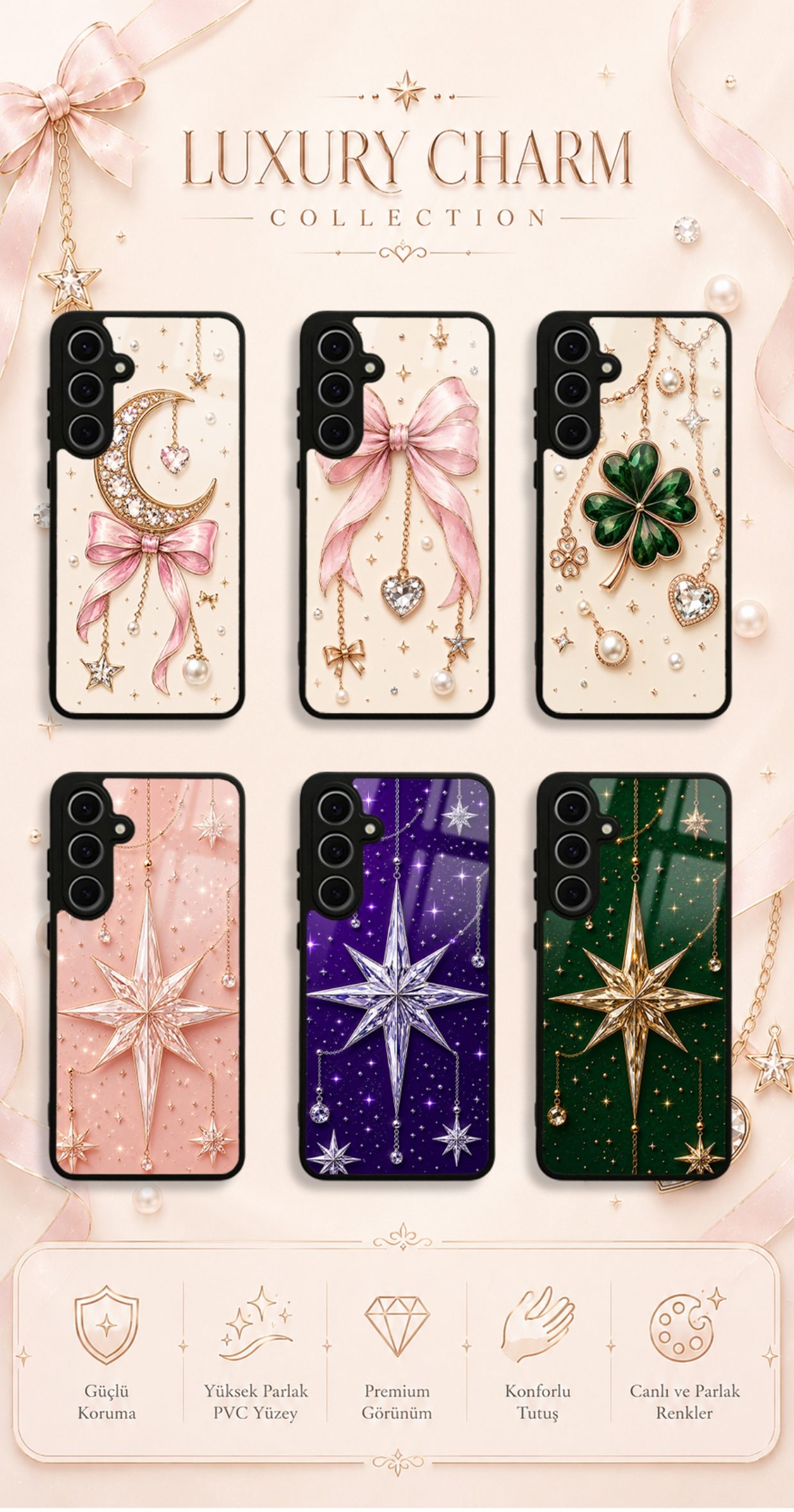 Luxury Charm koleksiyonundaki telefon kılıfı tasarımları