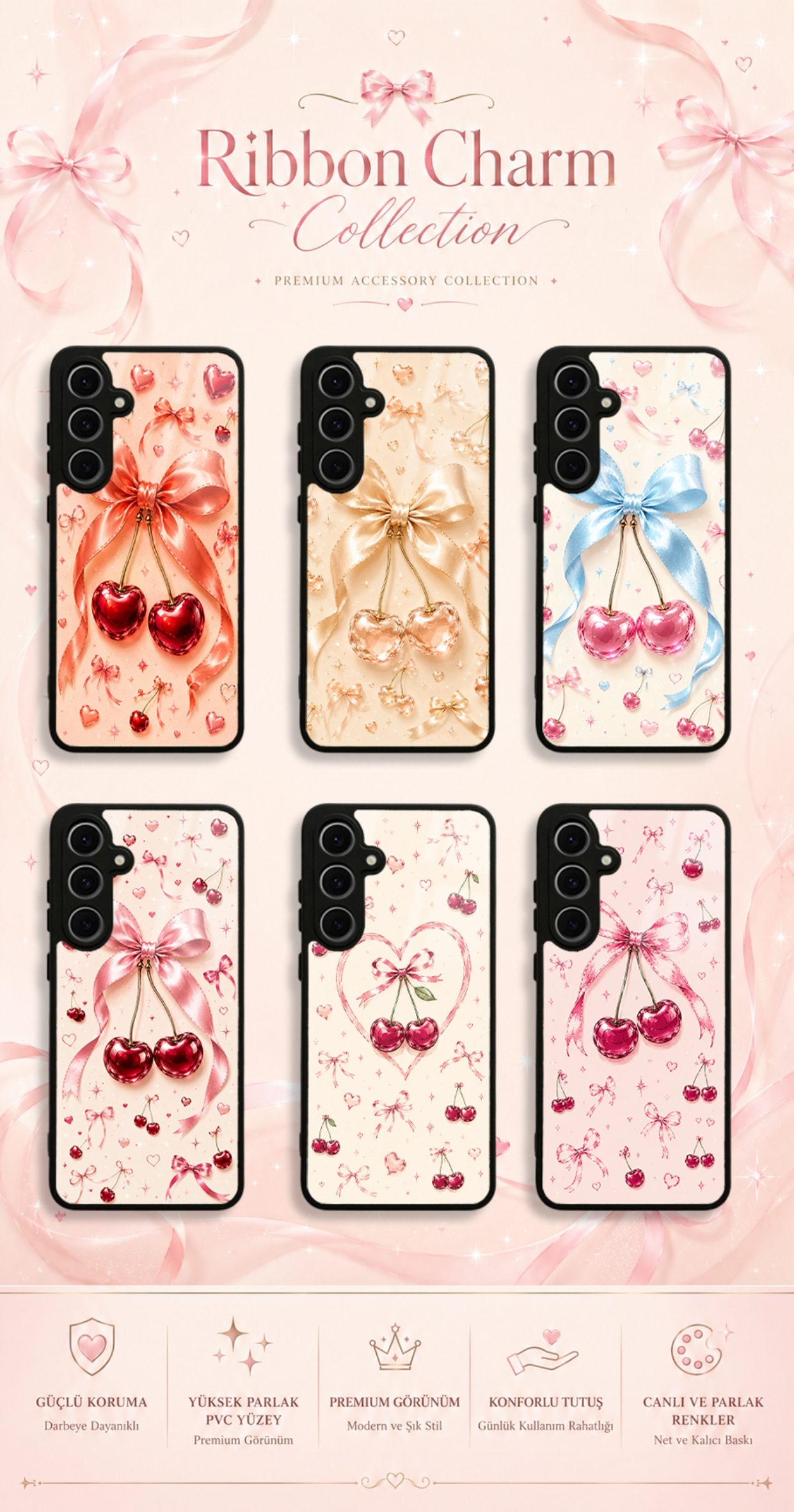 Ribbon Charm koleksiyonundaki telefon kılıfı tasarımları