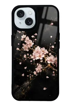 Beyaz Sakura desenli telefon kılıfı