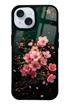 Yeşil Sakura desenli telefon kılıfı