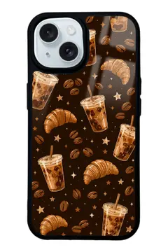 Koyu Kahve Kruvasan desenli telefon kılıfı