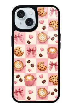 Pembe Latte kahve temalı telefon kılıfı
