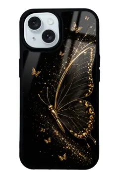 Altın Kelebek desenli telefon kılıfı