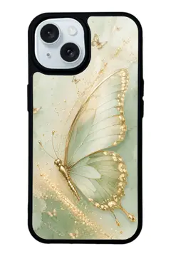 Yeşil Kelebek desenli telefon kılıfı