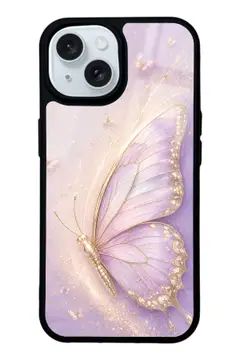 Lila Kelebek desenli telefon kılıfı