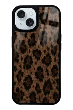 Koyu Kahve Leopar desenli telefon kılıfı