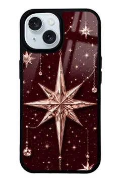 Bordo Yıldız takı desenli telefon kılıfı