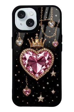 Pembe Kalp Kolye takı desenli telefon kılıfı