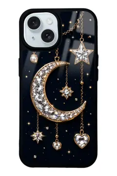 Siyah Ay Kolye takı desenli telefon kılıfı