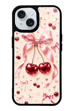 Pembe Fiyonklu Kiraz desenli telefon kılıfı
