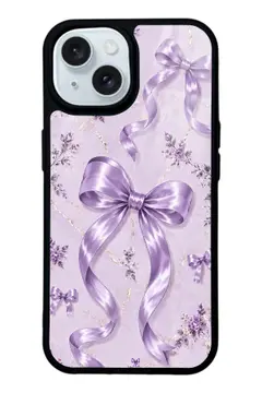 Lila Saten Fiyonk desenli telefon kılıfı