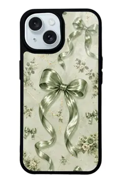 Adaçayı Saten Fiyonk desenli telefon kılıfı