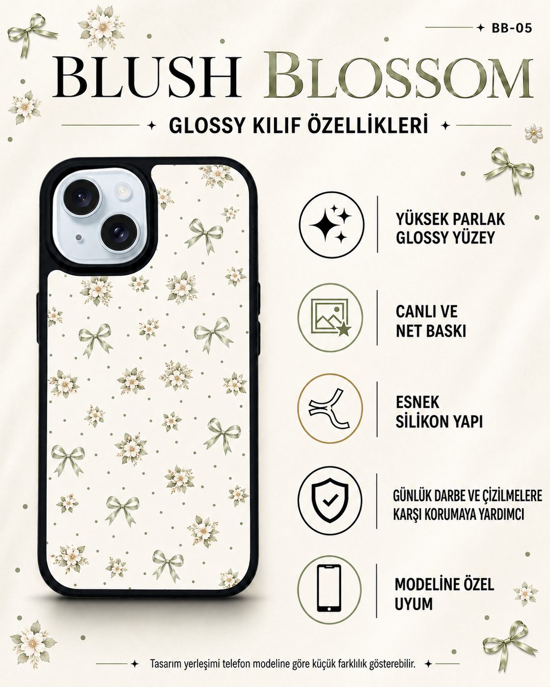 Adaçayı Fiyonk desenli telefon kılıfı özellikleri