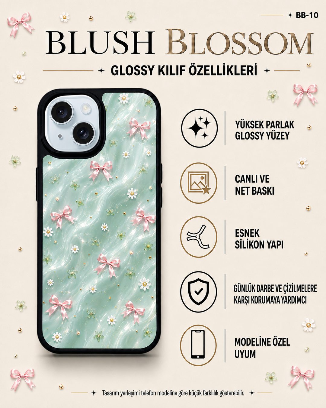 Nane Fiyonk desenli telefon kılıfı özellikleri