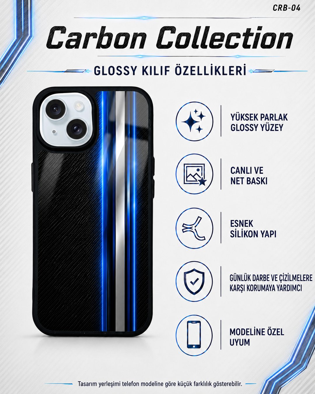 Beyaz Karbon desenli telefon kılıfı özellikleri
