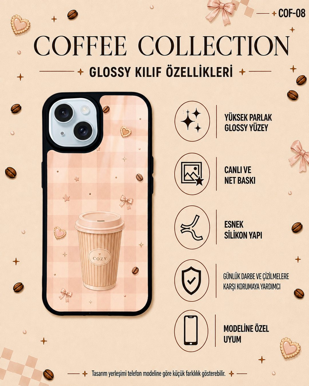 COZY Bardak kahve temalı telefon kılıfı özellikleri