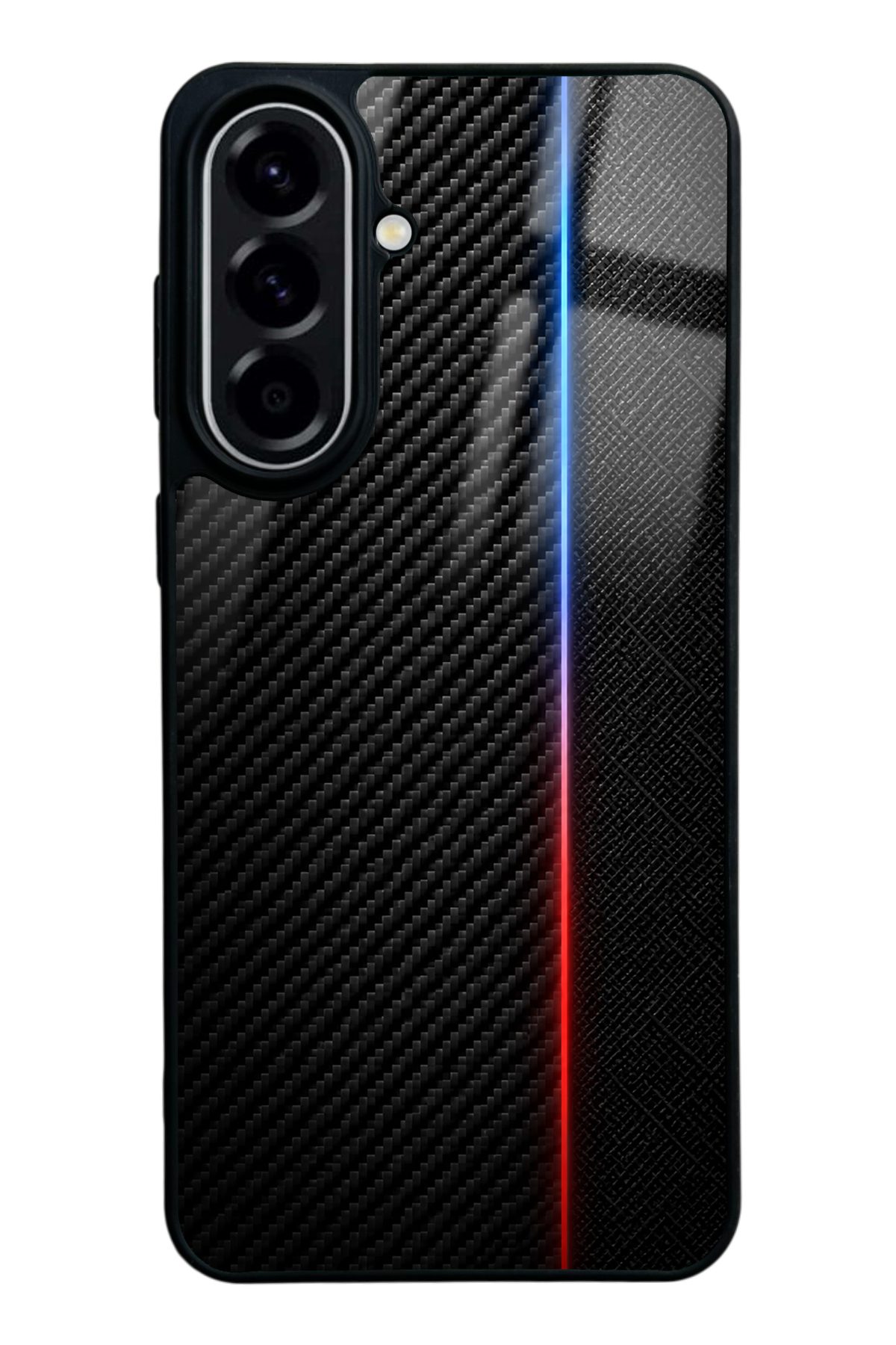 Mavi Kırmızı Karbon desenli telefon kılıfı — Samsung A57