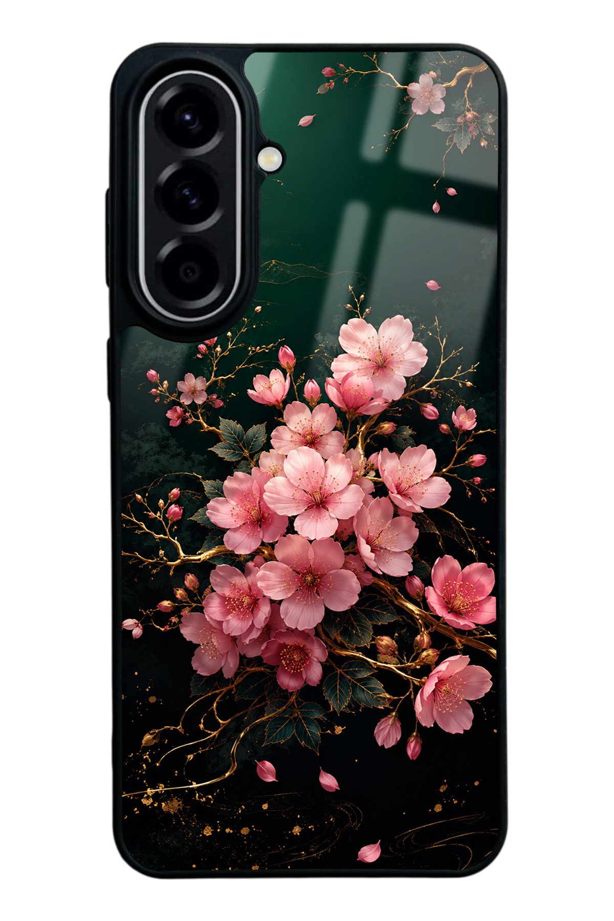 Yeşil Sakura desenli telefon kılıfı — Samsung A57