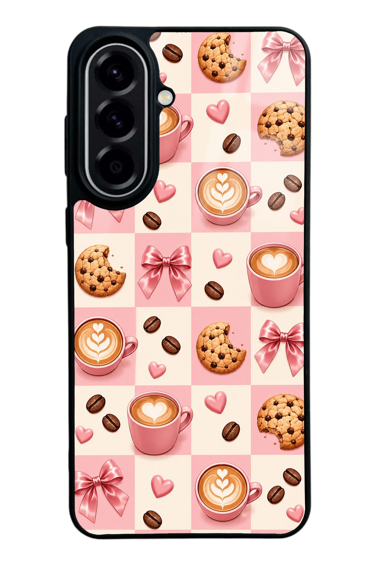 Pembe Latte kahve temalı telefon kılıfı — Samsung A57
