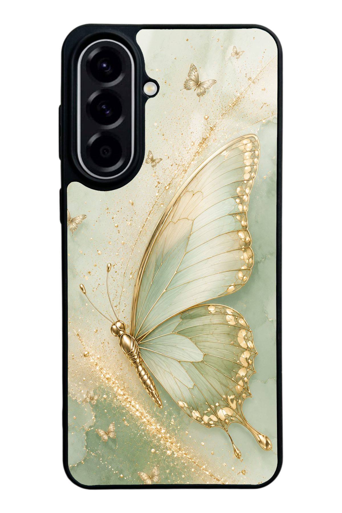Yeşil Kelebek desenli telefon kılıfı — Samsung A57
