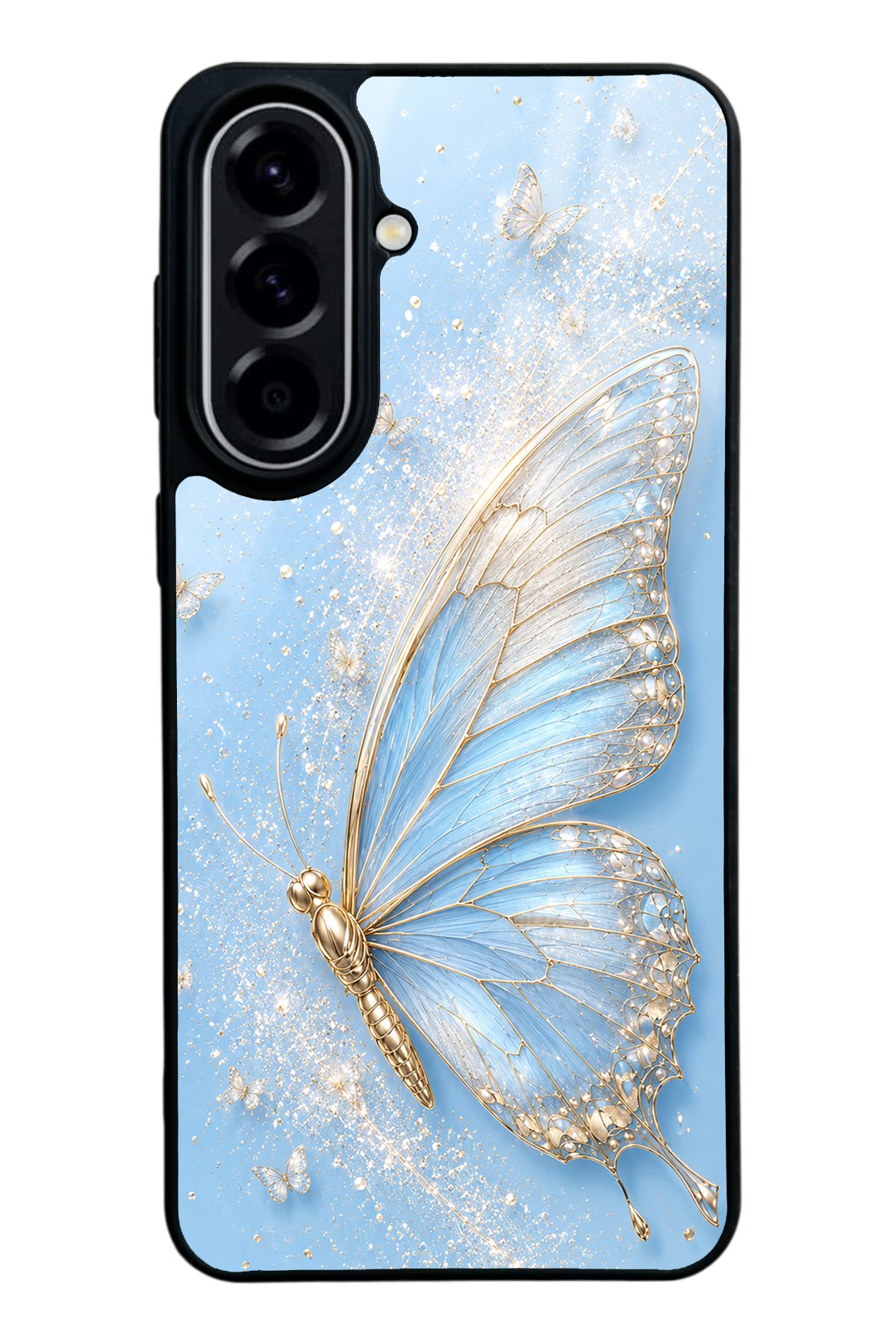 Buz Mavisi Kelebek desenli telefon kılıfı — Samsung A57