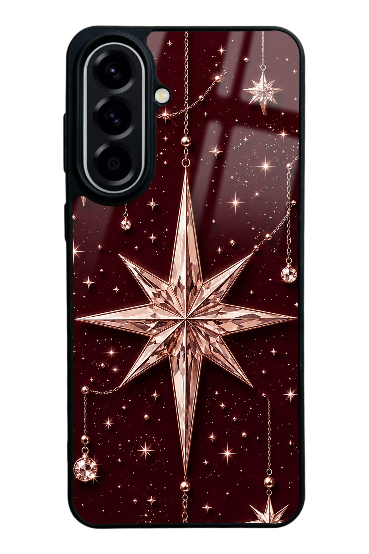 Bordo Yıldız takı desenli telefon kılıfı — Samsung A57