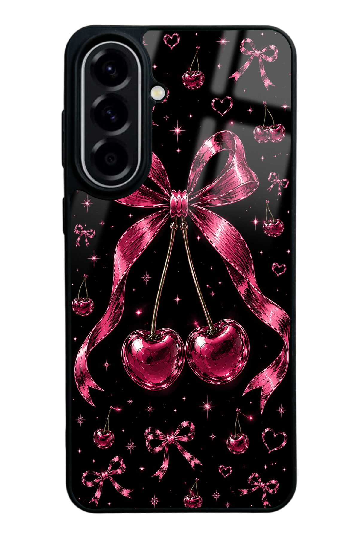 Parlak Pembe Fiyonklu Kiraz desenli telefon kılıfı — Samsung A57