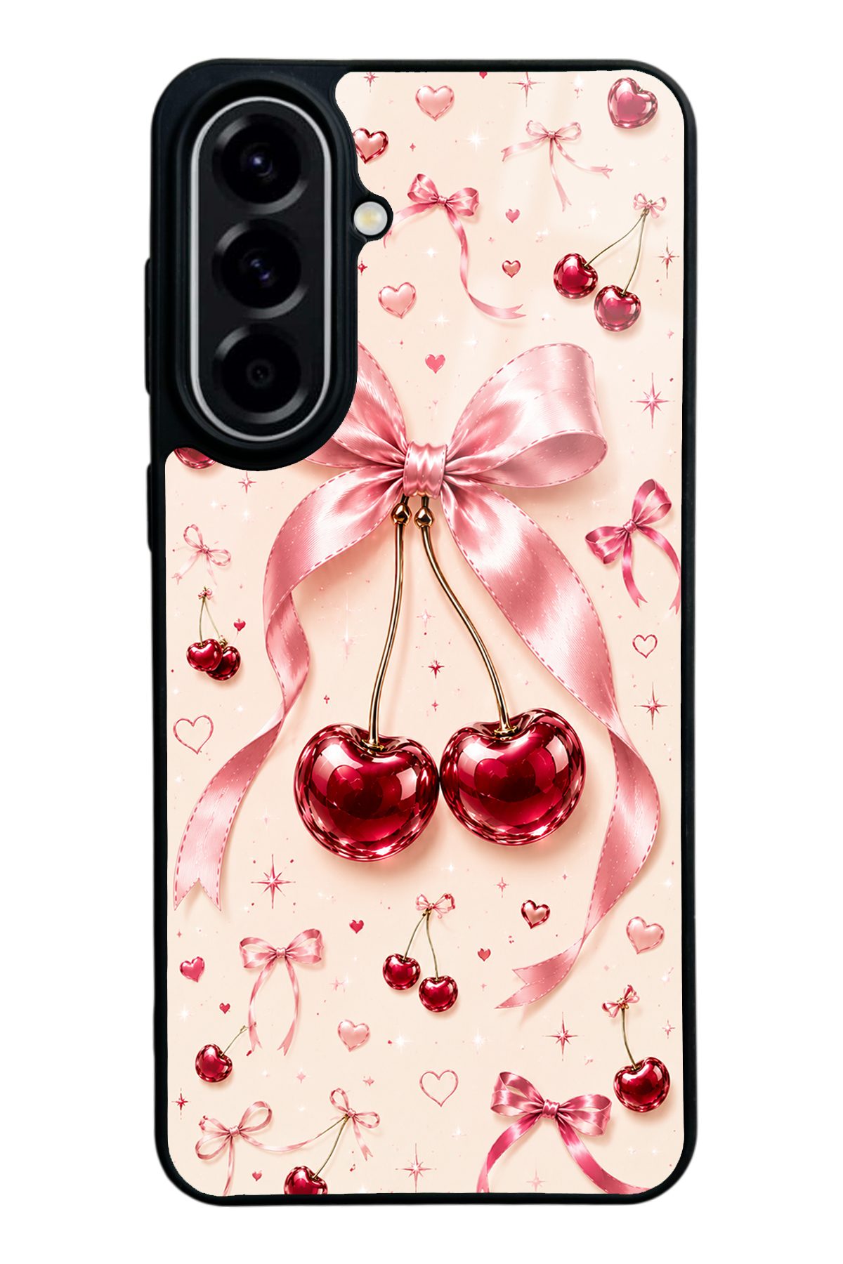 Pembe Fiyonklu Kiraz desenli telefon kılıfı — Samsung A57