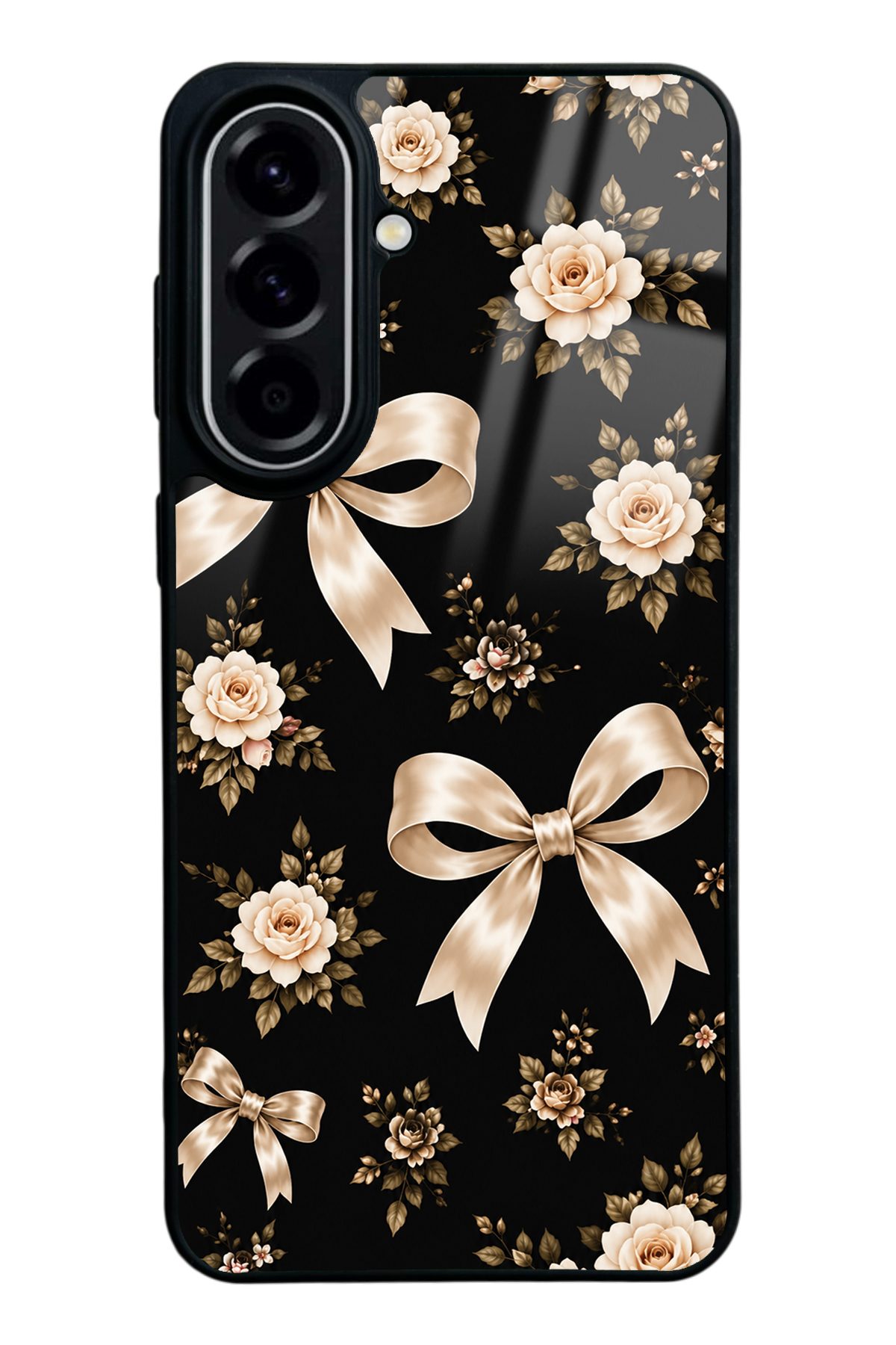 Krem Güllü Fiyonk desenli telefon kılıfı — Samsung A57