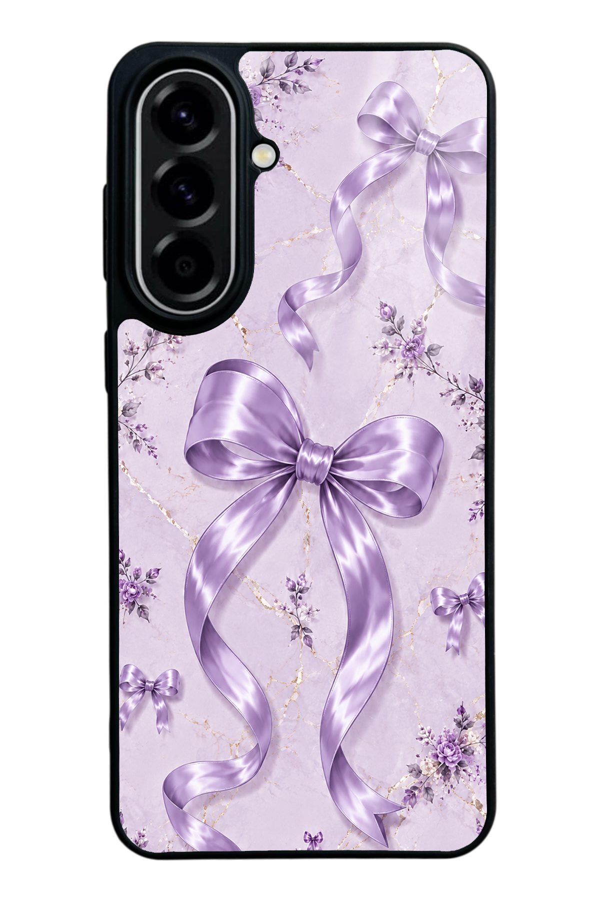 Lila Saten Fiyonk desenli telefon kılıfı — Samsung A57