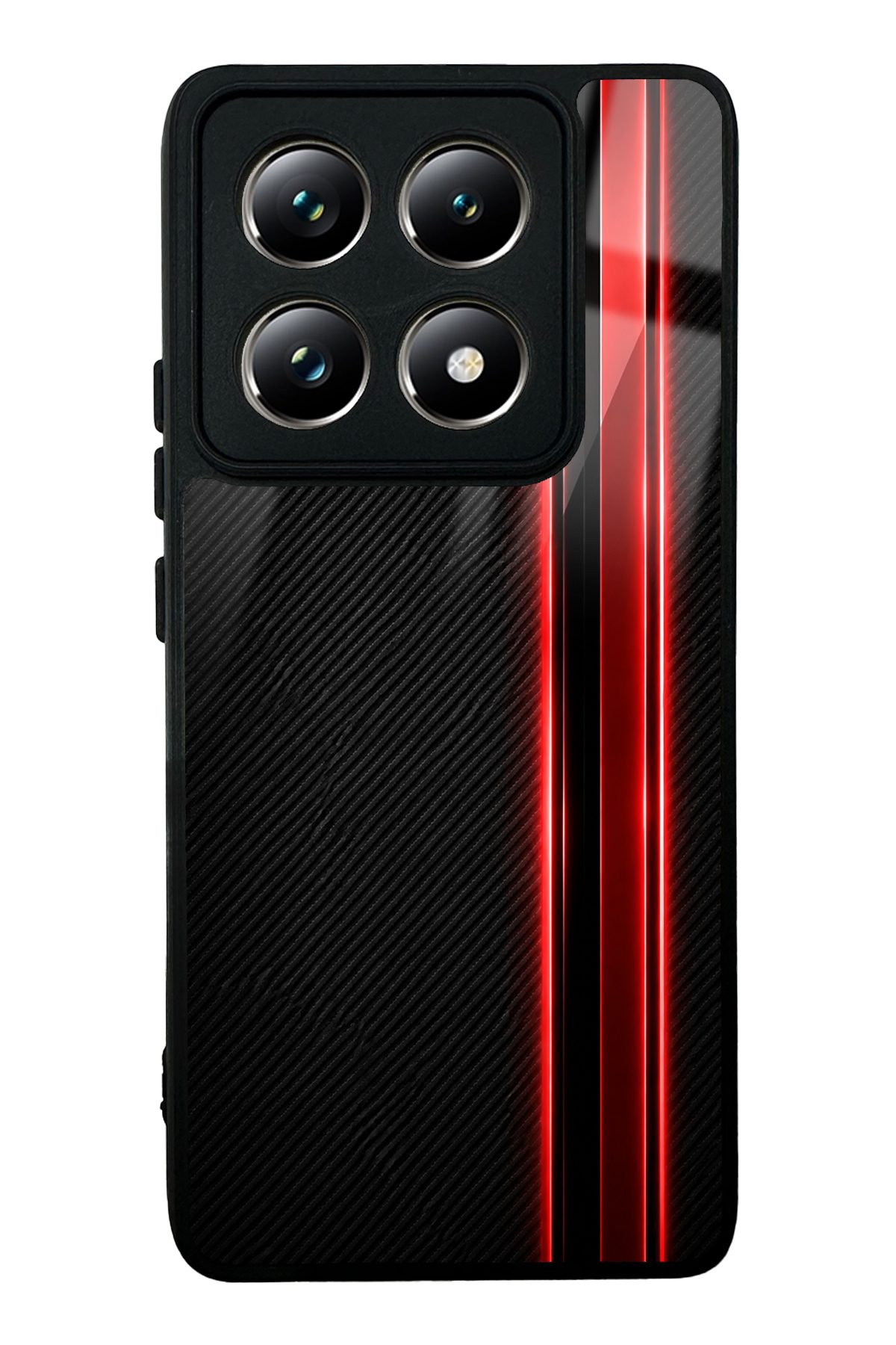 Kırmızı Karbon desenli telefon kılıfı — Xiaomi Mi 14T Pro