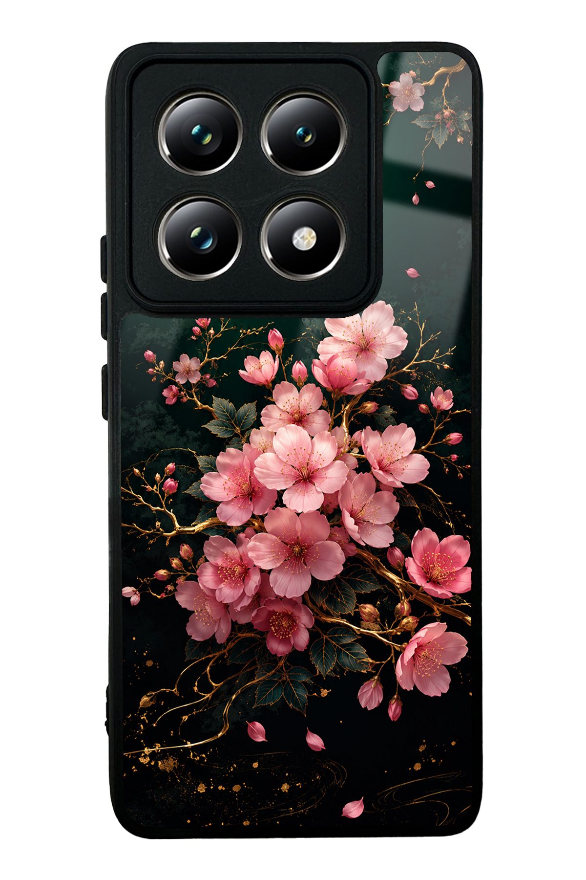 Yeşil Sakura desenli telefon kılıfı — Xiaomi Mi 14T Pro