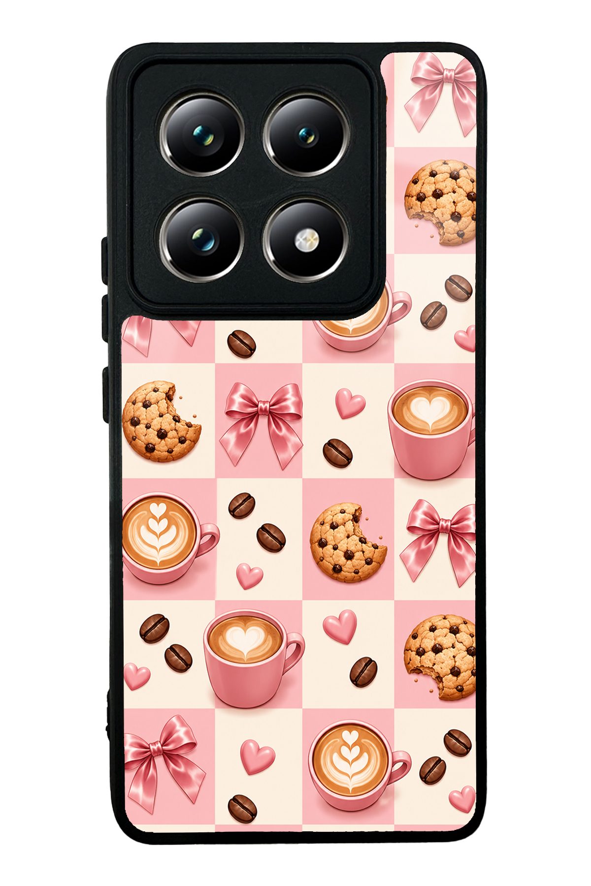 Pembe Latte kahve temalı telefon kılıfı — Xiaomi Mi 14T Pro