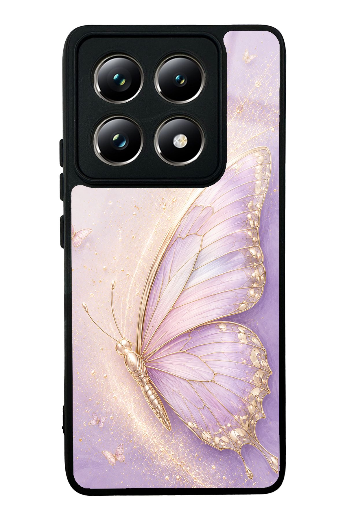 Lila Kelebek desenli telefon kılıfı — Xiaomi Mi 14T Pro