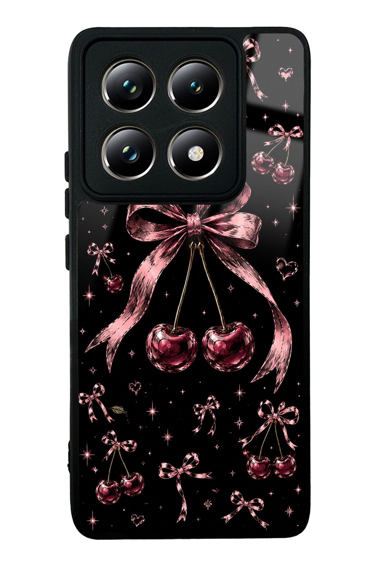 Açık Pembe Fiyonklu Kiraz desenli telefon kılıfı — Xiaomi Mi 14T Pro